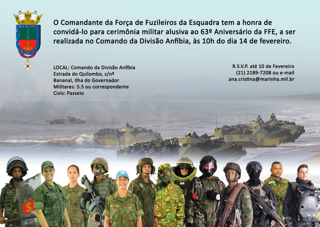 Convite para a Cerimônia Alusiva ao 63º Aniversário do Comando da Força de Fuzileiros da Esquadra